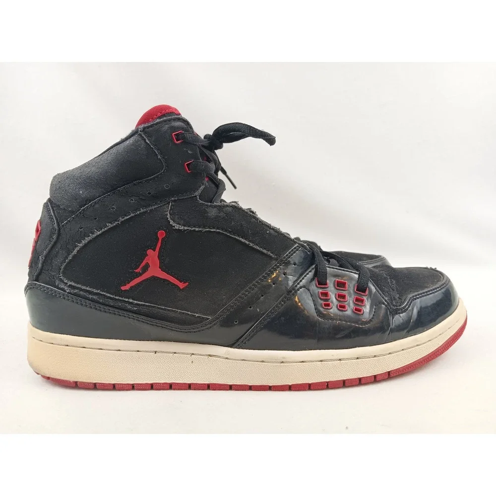 Air Jordan 1 Flight High Top Sneakers Black Red Jumpman Mens Size‎ 12